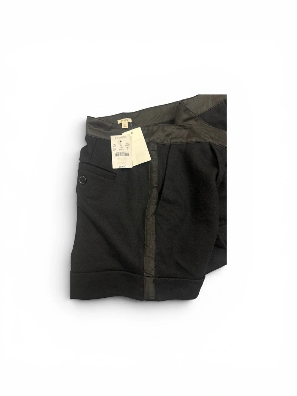J. Crew Black tuxedo-style shorts with Satin trim size 8 NWT